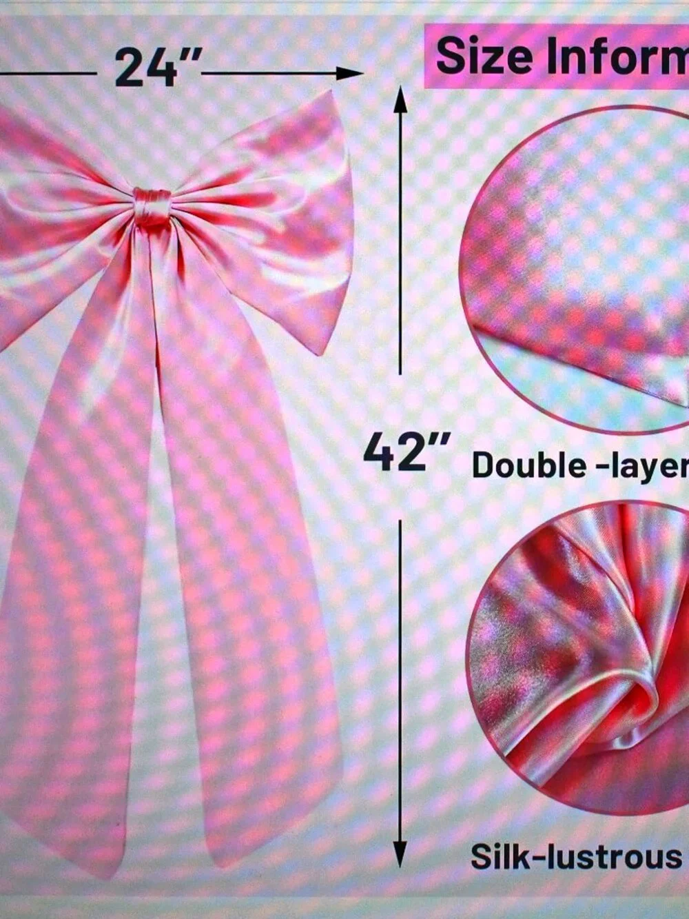 Coquette Large Satin Bow Pink 24x42 Giant Ribbon Wall Decor Party Backdrop Decor
